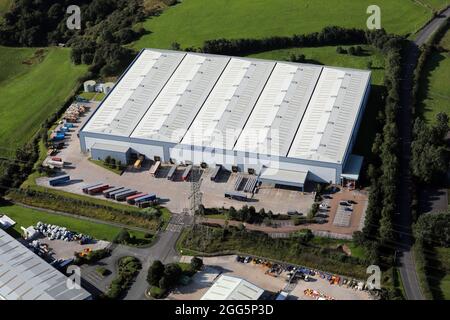 Vue aérienne de l'usine de chauffage et de ventilation de Glen Dimplex à Burnley, dans le Lancashire Banque D'Images