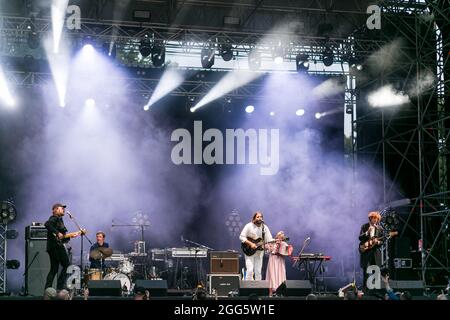 Le groupe suédois Shout louds joue en direct pendant le festival d'aujourd'hui Banque D'Images