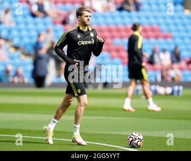 Burnley, Royaume-Uni. 29 août 2021. Patrick Bamford, de Leeds United, se réchauffe avant le match de la Premier League à Turf Moor, Burnley. Le crédit photo devrait se lire: Andrew Yates/Sportimage crédit: Sportimage/Alay Live News Banque D'Images