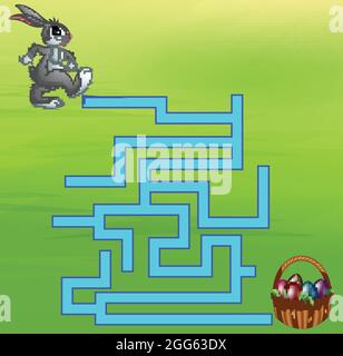 Jeu lapin labyrinthe trouver la voie à l'oeuf Illustration de Vecteur