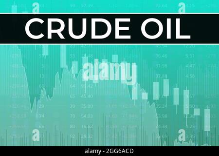 Évolution des prix sur les contrats à terme du pétrole brut dans le monde sur fond de finance bleue à partir de colonnes, graphiques, graphiques, piliers, bougie. Tendance vers le haut et vers le bas, plat. Financier Banque D'Images