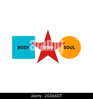 Logo corps, esprit et âme. Signe de psychologie. Symbole harmonie. Icône Balance. Concept de coaching Illustration de Vecteur
