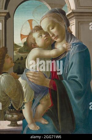Vierge et enfant avec un Ange 1475/85 par artiste: Sandro Botticelli (Alessandro Filipepi) Banque D'Images