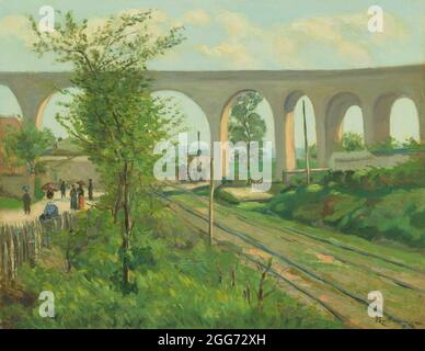 L'aqueduc d'Arcueil à Sceaux Railroad Crossing 1874 par Jean-Baptiste-Armand Guillaumin Banque D'Images