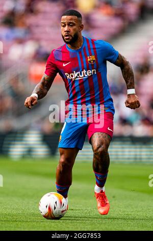 Barcelone, Espagne. 29 août 2021. Memphis Delay (FC Barcelone), lors du match de football de la Liga entre le FC Barcelone et Getafe CF, au Camp Nou Stadium de Barcelone, Espagne, le 29 août 2021. Foto: SIU Wu crédit: dpa/Alay Live News Banque D'Images