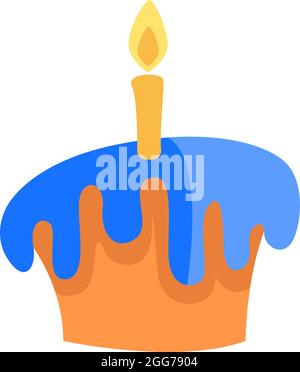 Gâteau d'anniversaire avec une bougie, illustration d'icône, vecteur sur fond blanc Illustration de Vecteur