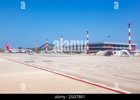 Zakynthos, Grèce - 20 septembre 2020 : terminal de l'aéroport de Zakynthos (ZTH) en Grèce. Banque D'Images