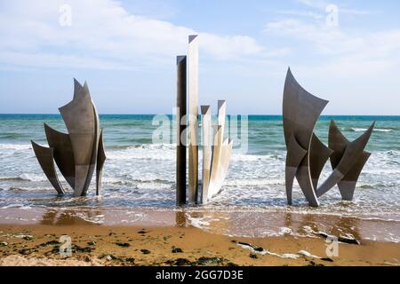 'Les Braves', Omaha Beach, Calvados, région normande, Nord-Ouest de la France Banque D'Images