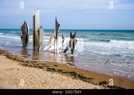 'Les Braves', Omaha Beach, Calvados, région normande, Nord-Ouest de la France Banque D'Images