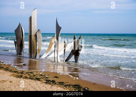 'Les Braves', Omaha Beach, Calvados, région normande, Nord-Ouest de la France Banque D'Images