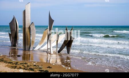 'Les Braves', Omaha Beach, Calvados, région normande, Nord-Ouest de la France Banque D'Images