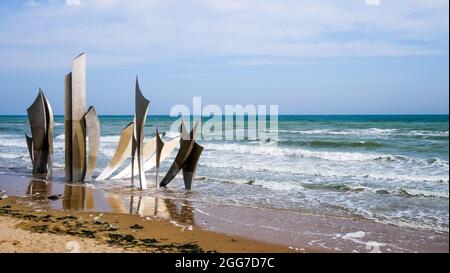 'Les Braves', Omaha Beach, Calvados, région normande, Nord-Ouest de la France Banque D'Images