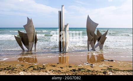 'Les Braves', Omaha Beach, Calvados, région normande, Nord-Ouest de la France Banque D'Images