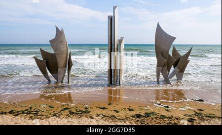 'Les Braves', Omaha Beach, Calvados, région normande, Nord-Ouest de la France Banque D'Images