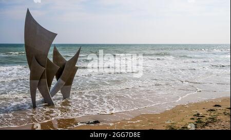 'Les Braves', Omaha Beach, Calvados, région normande, Nord-Ouest de la France Banque D'Images