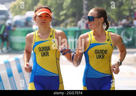 Tokyo, Japon. 28 août 2021. Tokyo 2020, Triathlon paralympique, course à Daiba, Tokyo, Japon. Femmes d'Ukraine (UKR). Jour 5 des Paralympiques, le 28 août 2021 à Tokyo, Japon. (Photo de Kazuki Oishi/Sipa USA) crédit: SIPA USA/Alay Live News Banque D'Images