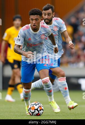 Wolverhampton, Angleterre, 29 août 2021. Jadon Sancho de Manchester United lors du match de la Premier League à Molineux, Wolverhampton. Crédit photo à lire: Darren Staples / Sportimage crédit: Sportimage / Alay Live News Banque D'Images