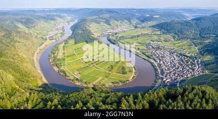 Boucle Moselle Calmont Moselle paysage paysage nature panorama à Bremmm Allemagne voyage Banque D'Images