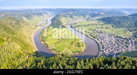 Boucle Moselle Calmont Moselle paysage paysage nature panorama à Bremmm Allemagne voyage Banque D'Images