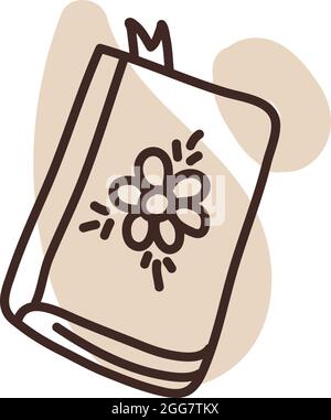 Bloc-notes avec une fleur, illustration, sur fond blanc. Illustration de Vecteur