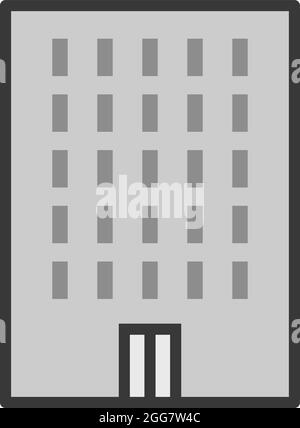 Bâtiment gris de l'hôpital, illustration, sur fond blanc. Illustration de Vecteur