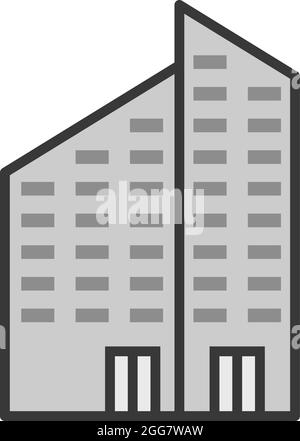 Bâtiment gris du poste de police, illustration, sur fond blanc. Illustration de Vecteur