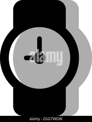 Montre-bracelet noire, illustration, sur fond blanc. Illustration de Vecteur
