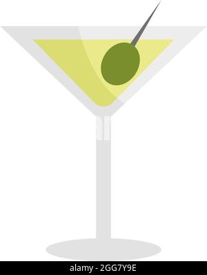Martini avec olive, illustration, sur fond blanc. Illustration de Vecteur