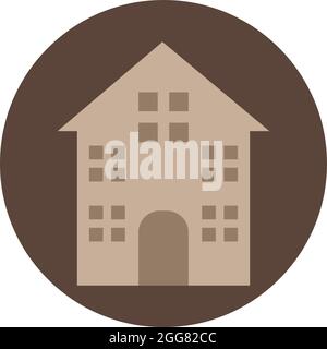Grande maison marron, illustration, sur fond blanc. Illustration de Vecteur