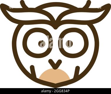 Tête de hibou avec sourcils, illustration, sur fond blanc. Illustration de Vecteur