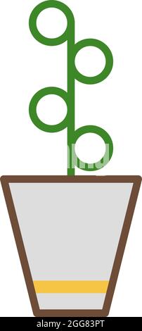 Chaîne de perles plante en pot, illustration, sur fond blanc. Illustration de Vecteur