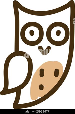 Hibou avec de grands yeux, illustration, sur un fond blanc. Illustration de Vecteur