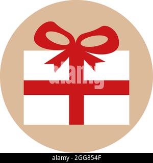 Boîte cadeau blanche avec ruban rouge, illustration, sur fond blanc. Illustration de Vecteur