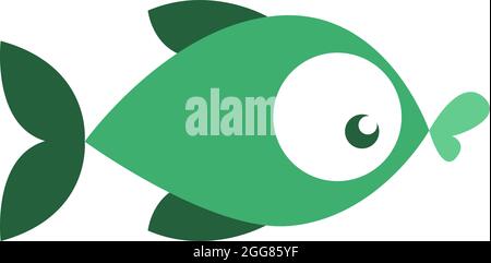 Poisson vert, illustration, sur fond blanc. Illustration de Vecteur