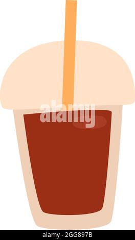 Café froid dans la tasse à emporter, illustration, vecteur sur fond blanc. Illustration de Vecteur