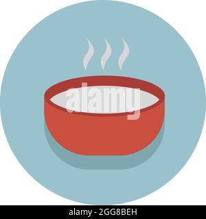 Soupe chaude dans un bol rouge, illustration, vecteur sur fond blanc. Illustration de Vecteur