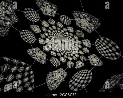 Design Fractal noir et blanc Banque D'Images
