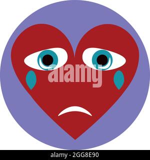 Cœur pleurant, illustration, vecteur sur fond blanc. Illustration de Vecteur