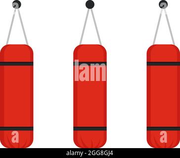 Trois sacs de boxe rouges, illustration, vecteur sur fond blanc Illustration de Vecteur