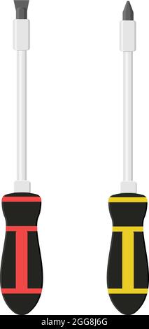 Deux tournevis, illustration, vecteur sur fond blanc. Illustration de Vecteur