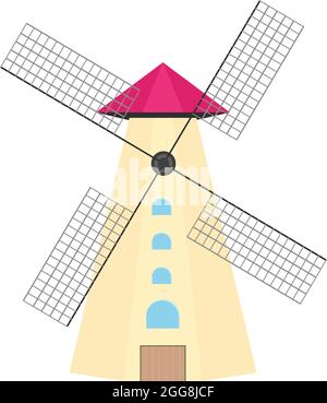 Ancien moulin à vent, illustration, vecteur sur fond blanc. Illustration de Vecteur