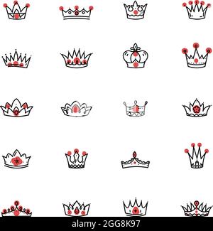 Jeu de couronnes, illustration, vecteur, sur fond blanc. Illustration de Vecteur