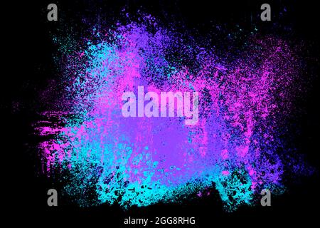 Explosion de poudre colorée et lumineuse. Poussière de peinture abstraite multicolore sur fond noir. Une peinture psychédélique colorée éclate. Illustration créative Banque D'Images