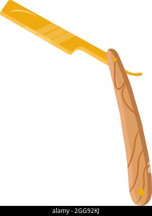 Rasoir droit doré, illustration, vecteur sur fond blanc. Illustration de Vecteur