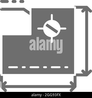 Dessin de dispositif technique, développement d'une machine industrielle icône grise. Illustration de Vecteur