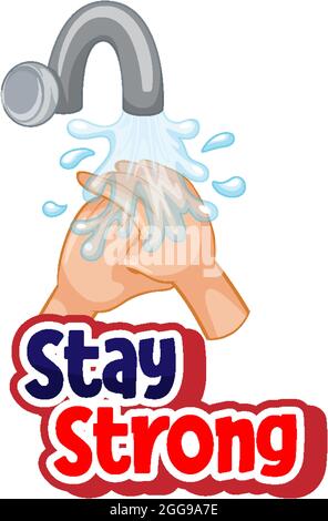 Restez fort grâce à la propagation de virus sur fond blanc Illustration de Vecteur
