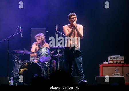 Groupe punk anglais honte, perfrom live pendant le festival d'aujourd'hui à Turin, Italie Banque D'Images