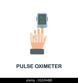 Icône plate de l'oxymètre de pouls. Panneau de couleur de la collection d'oxygène. Illustration de l'icône de l'oxymètre de pouls créatif pour la conception Web, les infographies et bien plus encore Illustration de Vecteur