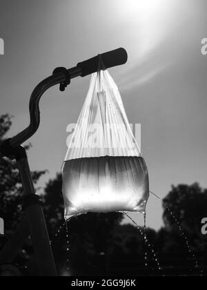 De l'eau dans le sac en plastique pour les journées chaudes Banque D'Images