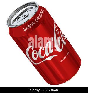 coca Cola peut effectuer un rendu de modèle 3D avec un arrière-plan blanc. Banque D'Images